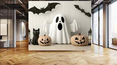 Vibrant Halloween Monster Mashup - Colorful Spooky Creature Illustration Wall mural