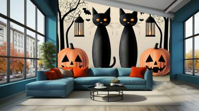 Vibrant Halloween Monster Mashup - Colorful Spooky Creature Illustration Wall mural