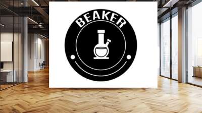 Black and white illustration of beaker icon in flat. Stock vector. Wall mural