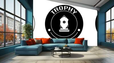 Black and white illustration of trophy icon in flat. Stock vector. Wall mural