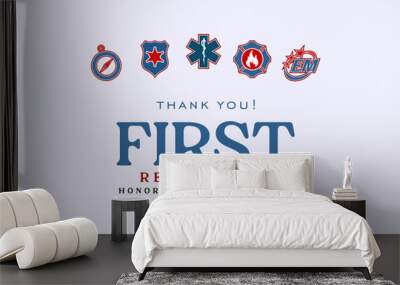 National First Responders Day Holiday concept. Template for background, banner, card, poster, t-shirt with text inscription Wall mural