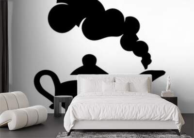 Vector black silhouette of an Arabic genie lamp isolated on a white background. Wall mural