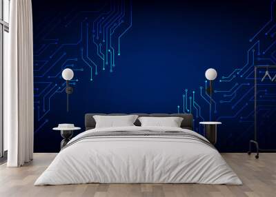 Abstract circuit board futuristic technology processing background Wall mural