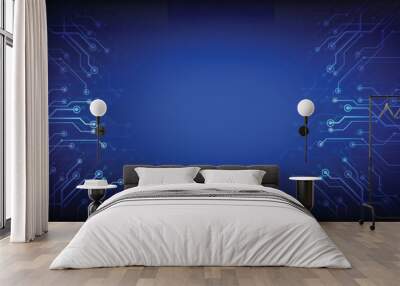 Abstract modern technology circuit board background. Blue business big digital data vector illustration. Wall mural