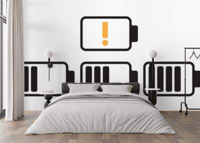 Battery icons set. Battery charging charge indicator icon. level battery energy. Wall mural