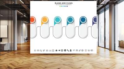 Blank and clean. Steps business data visualization timeline process infographic template design Wall mural