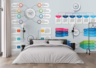 Collection of Business infographic design template with options, steps or processes. Can be used for presentation, diagram, annual report, web design, workflow layout Wall mural