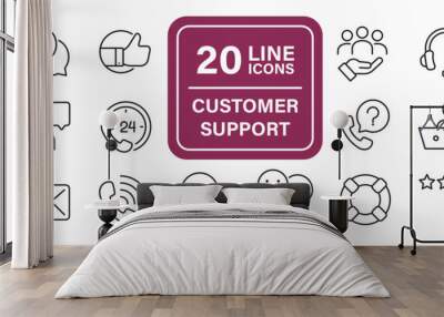 Customer support line icons. Editable stroke. For website marketing design, logo, app, template, ui, etc. Vector illustration. Wall mural