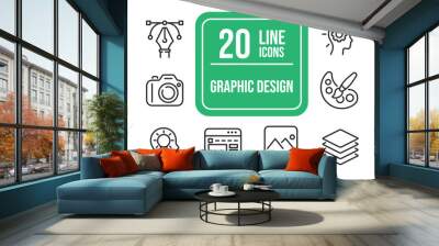 Graphic design thin line icons. Editable stroke. For website marketing design, logo, app, template, ui, etc. Vector illustration. Wall mural