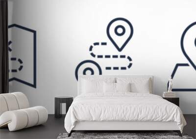 Location pin map line icon set. Compass, map, distance, direction minimal vector illustration. Wall mural