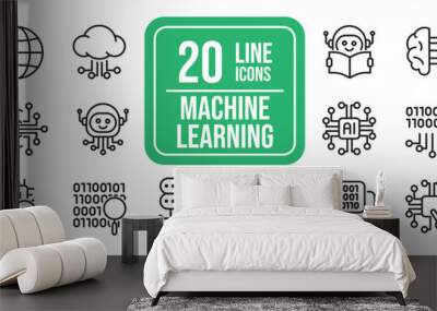 Machine learning thin line icons. Editable stroke. For website marketing design, logo, app, template, ui, etc. Vector illustration. Wall mural