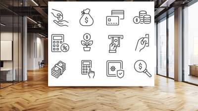 Money, finance thin line icons. Editable stroke. For website marketing design, logo, app, template, ui, etc. Vector illustration. Wall mural