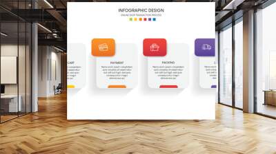 Process of online shopping with 6 steps. Steps business timeline process infographic template Wall mural