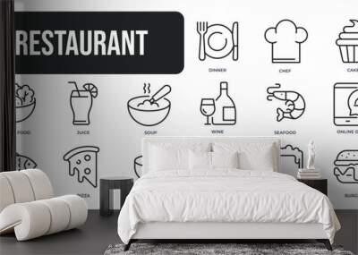 Restaurant thin line icons. Editable stroke. For website marketing design, logo, app, template, ui, etc. Vector illustration. Wall mural