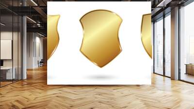 Set of gold shields. Vector shields icons isolated Wall mural