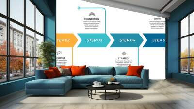 Steps business data visualization timeline process infographic presentation template design with icons Wall mural