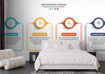 Steps business data visualization timeline process infographic template design with icons Wall mural