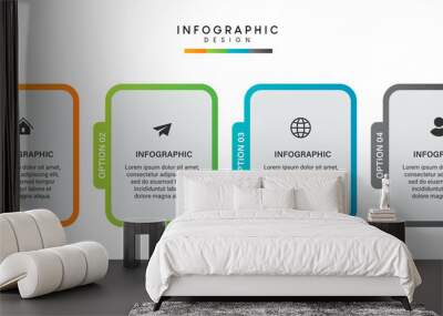 Steps business data visualization timeline process infographic template design with icons Wall mural