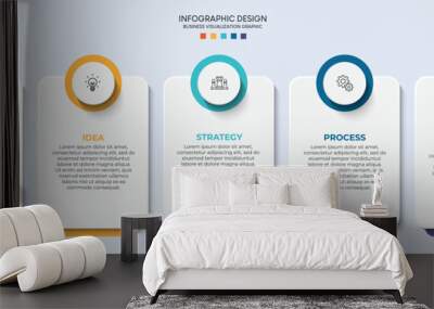 Steps business data visualization timeline process infographic template design with icons	
 Wall mural