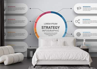 Steps business data visualization timeline process infographic template design with icons Wall mural