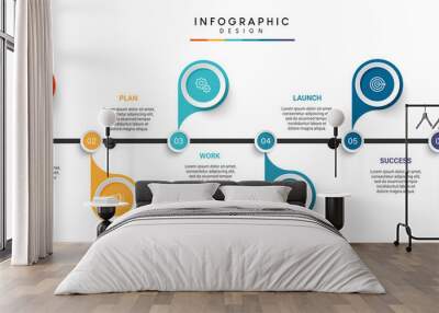 Steps business timeline infographic template design Wall mural