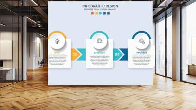 Steps business timeline process infographic template design with icons
 Wall mural