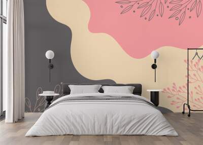 Vector abstract pop art pattern background with lines and dots. Modern liquid splashes of geometric shapes in trendy memphis style Wall mural