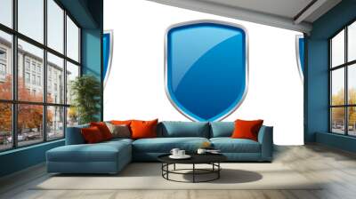 Vector blue 3d shield protections Wall mural