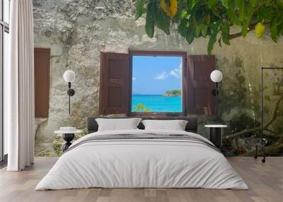 Window and Sea Wall mural