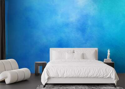 abstract watercolor background painting in blue cloudy colors with painted watercolor wash texture on paper Wall mural