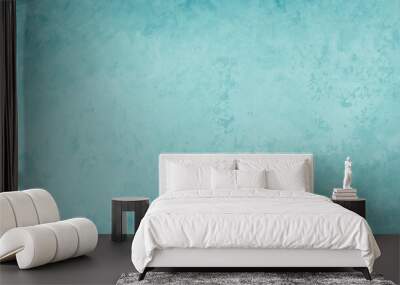 Light pastel blue green background. Old vintage grunge texture. Blue paper or wall. Wall mural