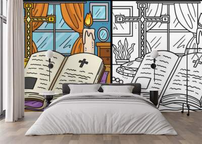 Christian Holy Bible Coloring Page Illustration Wall mural