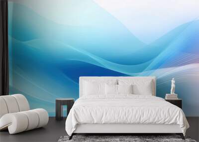 Abstract soft shiny blue wavy line background graphic design. Modern blurred light curved lines banner template Wall mural