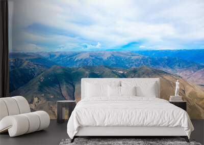 Aerial view of mountain and clouds scenery in Tibet,China. Wall mural