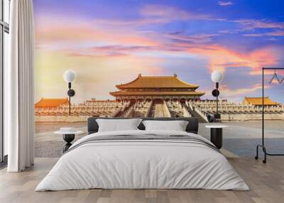 Beijing forbidden city scenery at sunset,China,Chinese symbols Wall mural