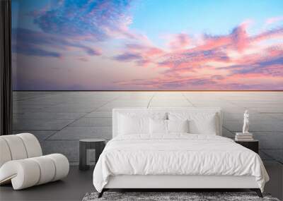 Empty square floor and beautiful sky at sunrise Wall mural