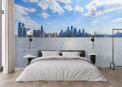 Empty square floor and modern city skyline in chongqing,China. Wall mural