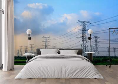 High voltage post,High voltage tower sky background Wall mural