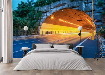 highway road tunnel at night,traffic concept Wall mural