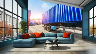 Industrial container truck freight transport Wall mural