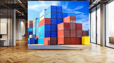 Industrial Container yard for Logistic Import Export business Wall mural