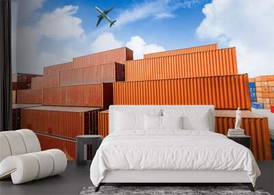 industrial port with containers Wall mural