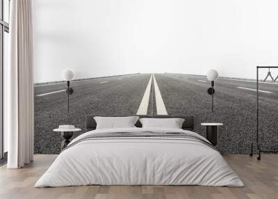 New asphalt road on white background Wall mural