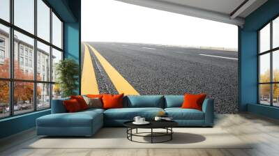 New asphalt road on white background Wall mural