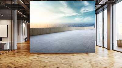 Panoramic city skyline and buildings with empty square floor in Shanghai,high angle view Wall mural