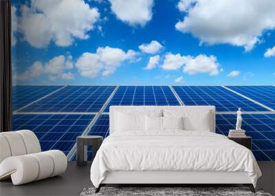 Photovoltaic solar power panel on sky background,green clean alternative energy concept. Wall mural