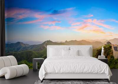 The Great Wall of China at sunrise,panoramic view Wall mural