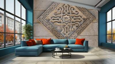 An extremely beautiful motif of Islamic architecture engraved in stone Wall mural