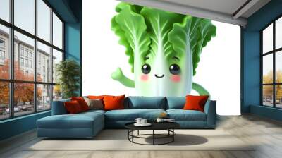 3d cute lettuce isolated on white background Wall mural