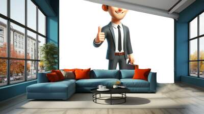 3d style employee person happy smiling cartoon characte standing on white background. Wall mural